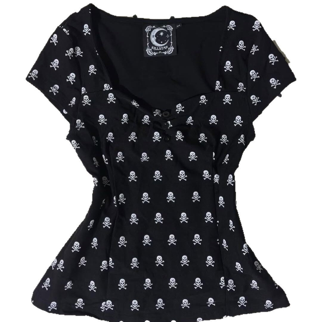 Damen Baumwollshirt mit Totenkopf-Muster R&B