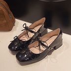 Damen Ballerinas mit modischer Schleifen-Applikation und elegantem Blockabsatz R&B