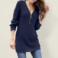 Damen Grobstrickpullover mit modernem Reißverschluss und lässigem Schnitt R&B