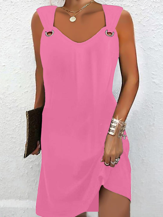 Damen minimalistisch gestaltetes Kleid mit schulterfreien Riemen und seitlichem Schlitz R&B