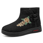 Damen Elegante und bequeme Winterstiefel mit floraler Stickerei R&B