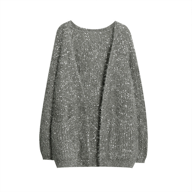 Damen glitzernde Strickjacke im modernen Casual-Look R&B