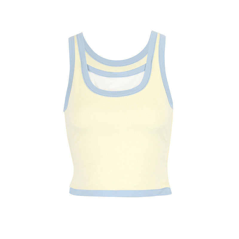 Damen Sportliches Crop-Top mit einzigartigem Schnitt und doppeltem Trägerdesign R&B