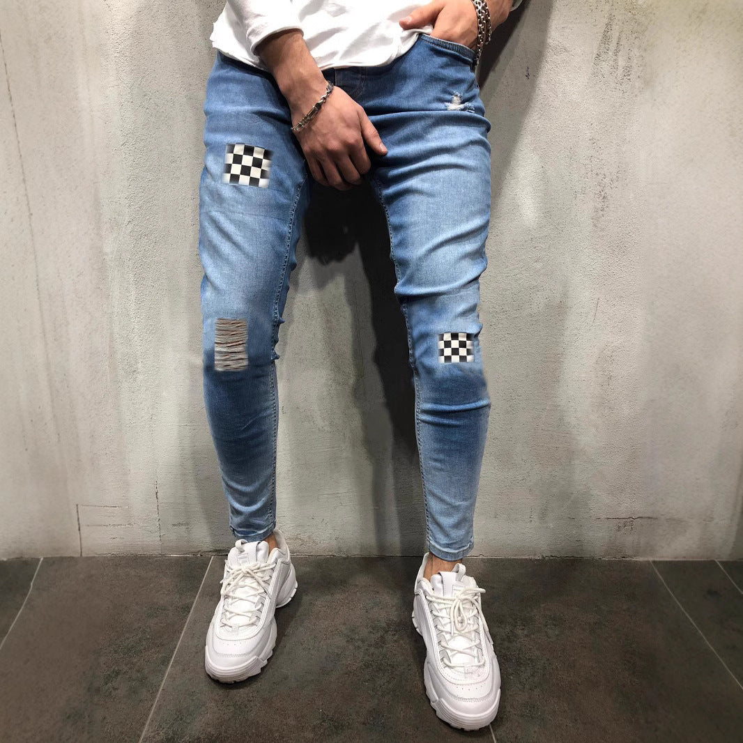 Herren trendige Skinny Jeans mit aufregenden Designelementen R&B