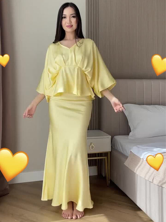 Damen Elegantes Wickelkleid mit fließendem Schnitt R&B