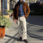 Herren cordjacke mit praktischem Taschen-Detail und Knopfverschluss