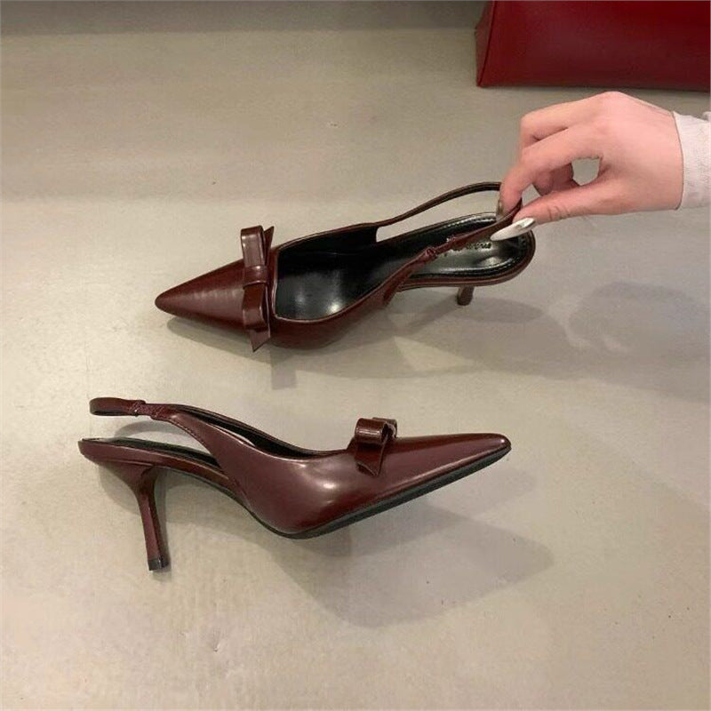 Damen elegante Slingback Pumps mit zarter Schleifenverzierung R&B