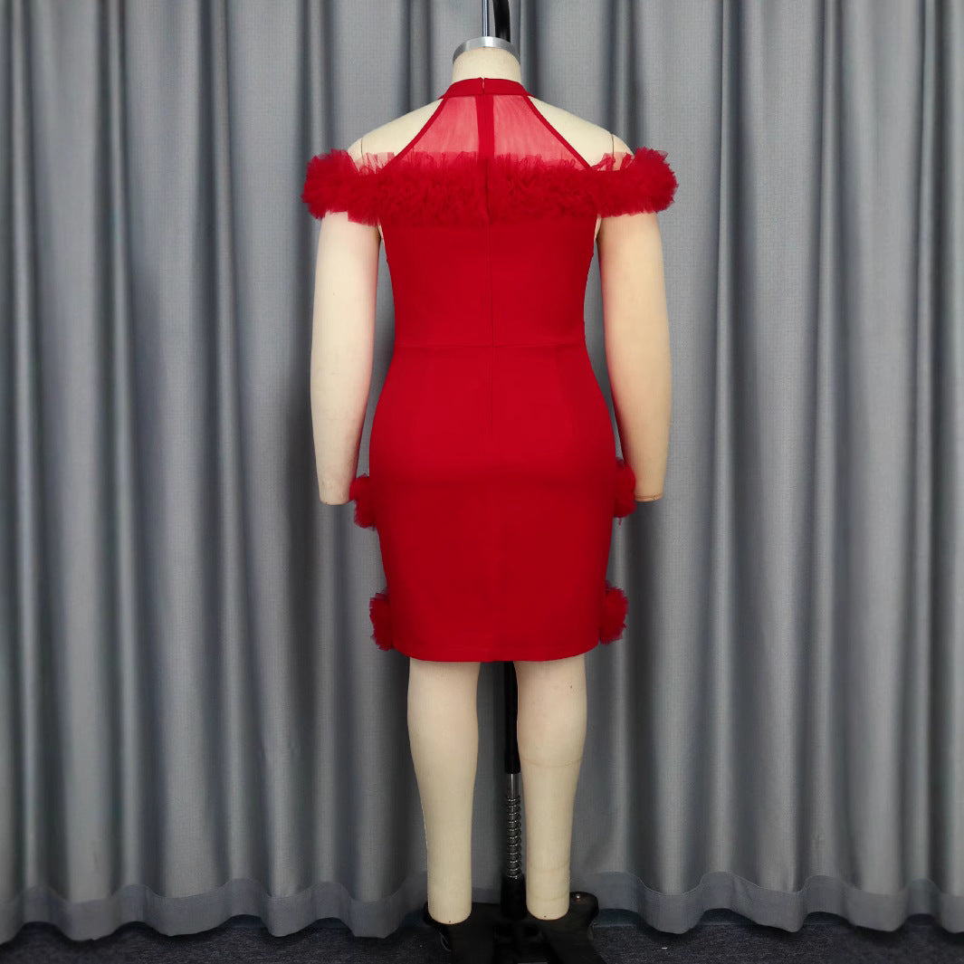 Damen elegantes Kleid mit fransigen Akzenten R&B