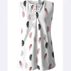 Damen Knopfleisten T-Shirt mit Federmuster R&B