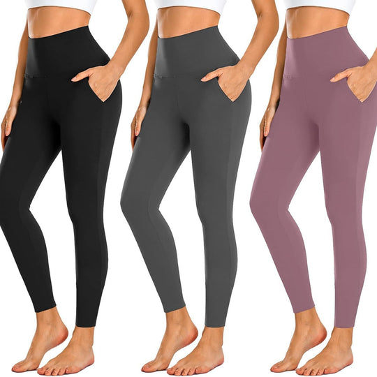 Damen Hochtaillierte Sportleggings mit Taschen R&B