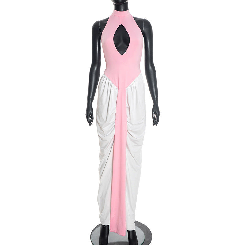 Damen Maxikleid mit hochgeschlossenem Ausschnitt und elegantem Cut-Out R&B