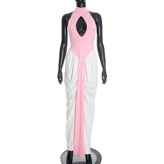 Damen Maxikleid mit hochgeschlossenem Ausschnitt und elegantem Cut-Out R&B
