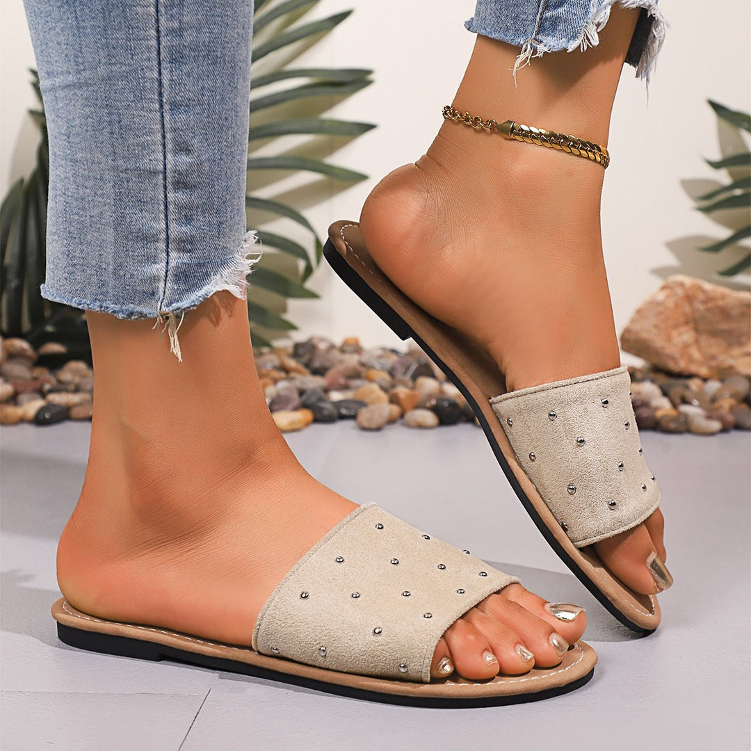 Damen modische Slides mit eleganten Metallakzenten R&B