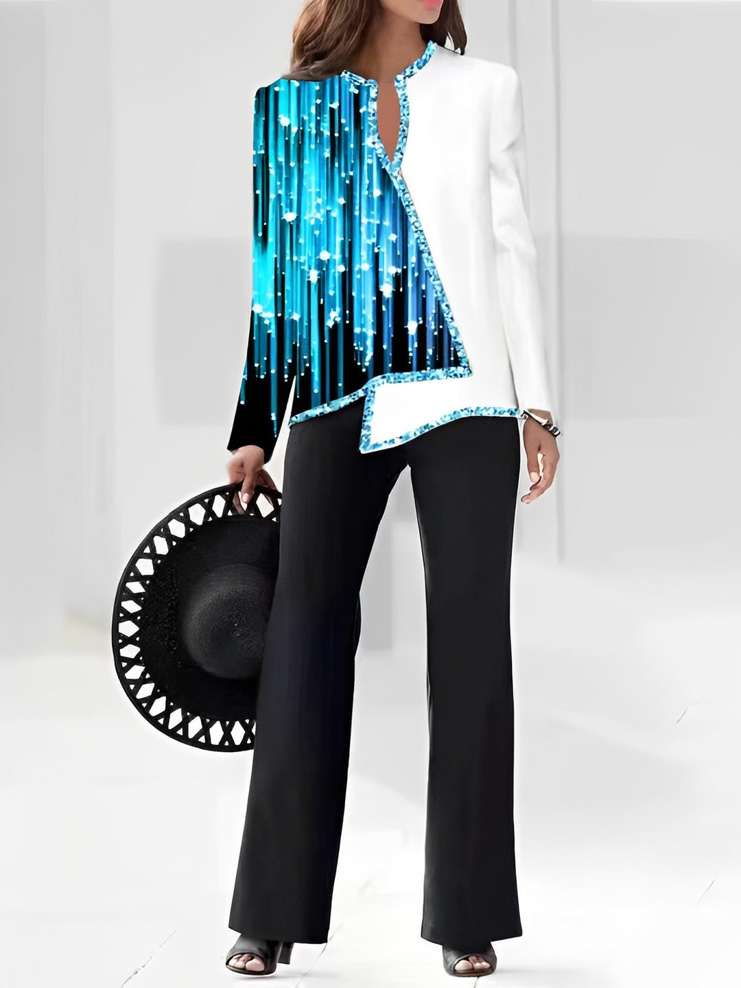 Damen Elegante Statement-Jacke mit asymmetrischem Schnitt und funkelnden Details R&B