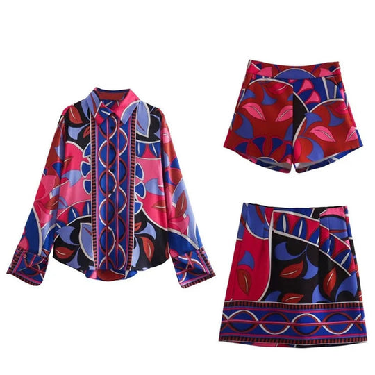 Damen Minirock mit modernem floralem Muster und elastischem Bund R&B
