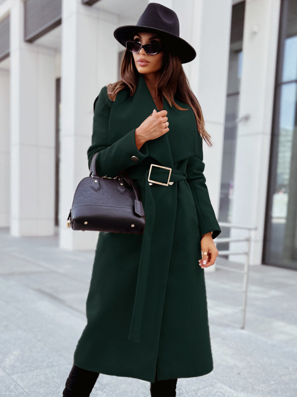 Damen Eleganter Trenchcoat mit Gürtel und strukturiertem Stoff R&B