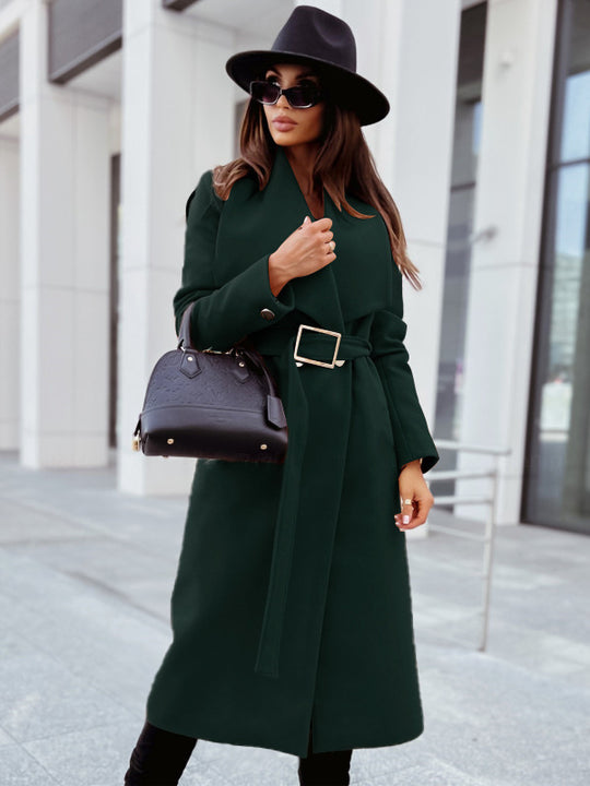 Damen Eleganter Trenchcoat mit Gürtel und strukturiertem Stoff R&B