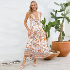 Damen Langes Maxikleid mit floralem Design und voluminösem Saum R&B