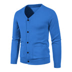 Herren modische Strickjacke mit V-Ausschnitt und praktischen Taschen R&B