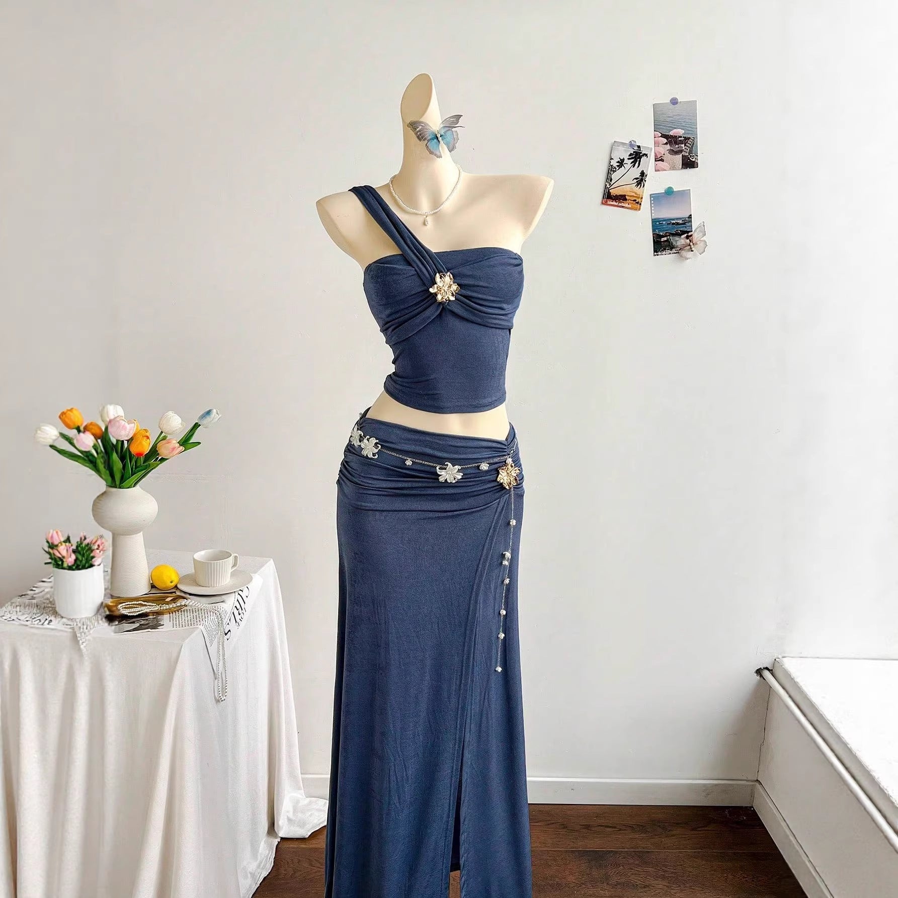 Damen elegantes Sommerkleid mit floralem Detail R&B