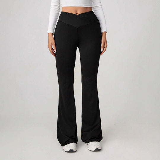 Damen High-Waist Sporthose mit weitem Bein und elastischem Bund R&B