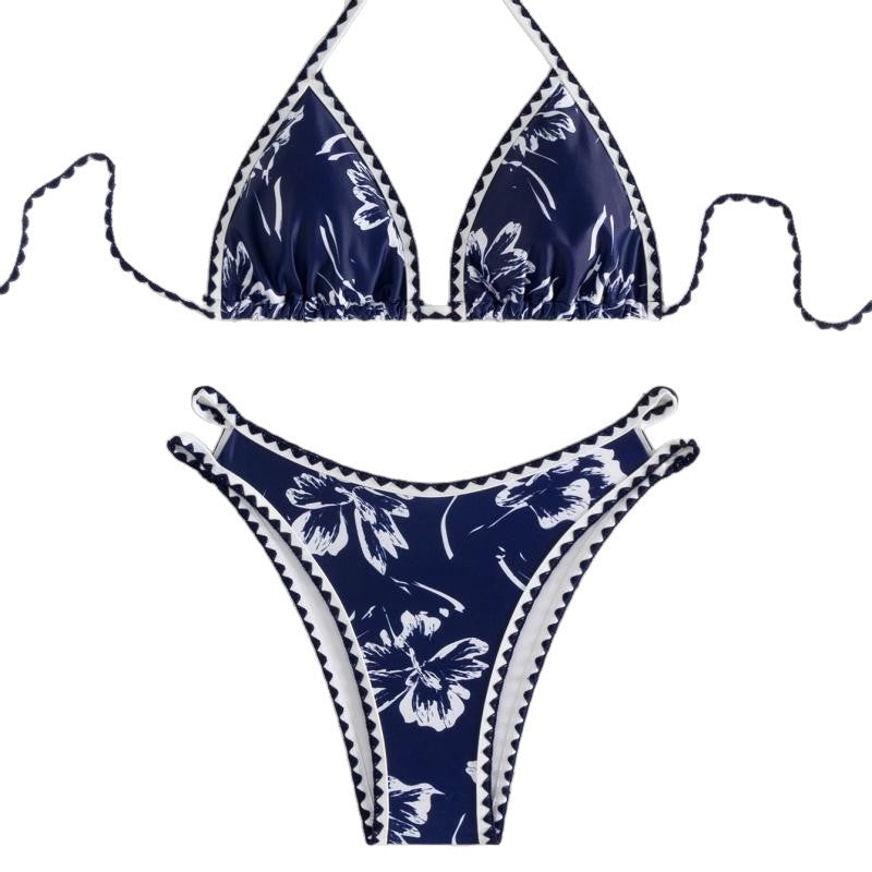 Damen Triangel-Bikini mit floralem Design und verstellbaren Trägern R&B