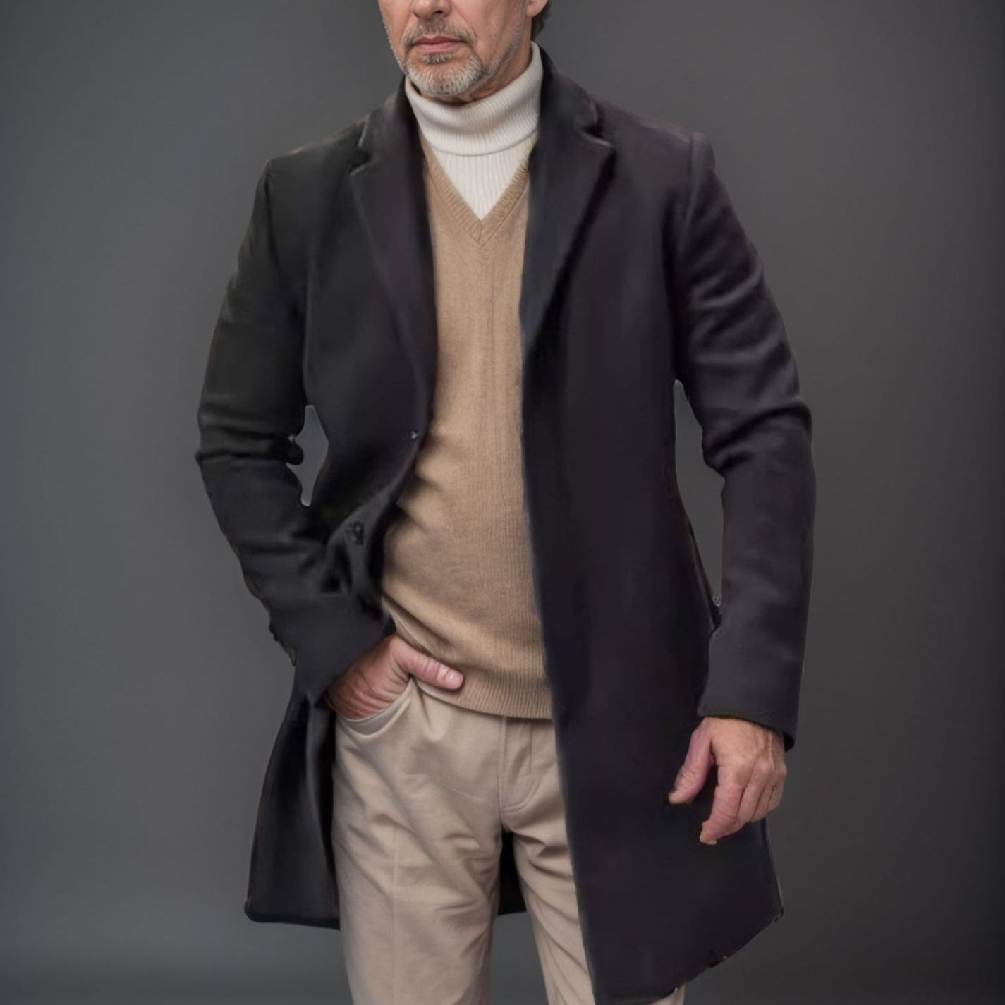 Herren Wollmantel minimalistisch