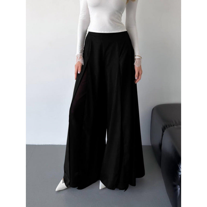 Damen Elegante lange Hose mit seitlichen Schlitzen und fließendem Schnitt R&B