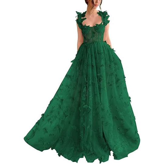 Damen Elegantes Maxikleid mit floralem Spitzenbesatz und transparenter Hülle R&B