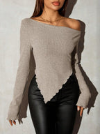 Damen asymmetrisches Langarm-Oberteil mit einem schicki Design R&B