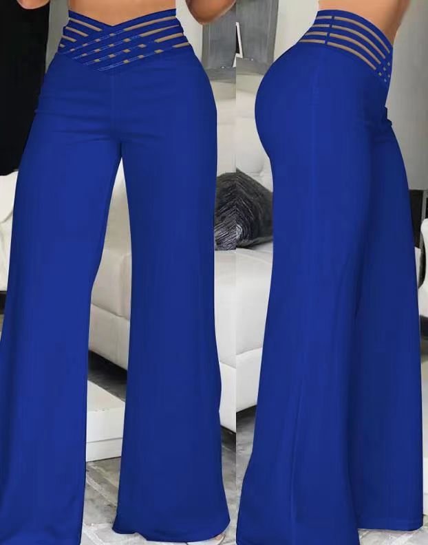 Damen weite Culotte-Hose mit modernem Cut-Out und elastischem Bund R&B