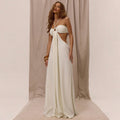 Damen Maxikleid mit seitlichem Cut-Out und Halterneck-Design R&B