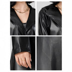 Damen Eleganter Kunstleder-Trenchcoat R&B
