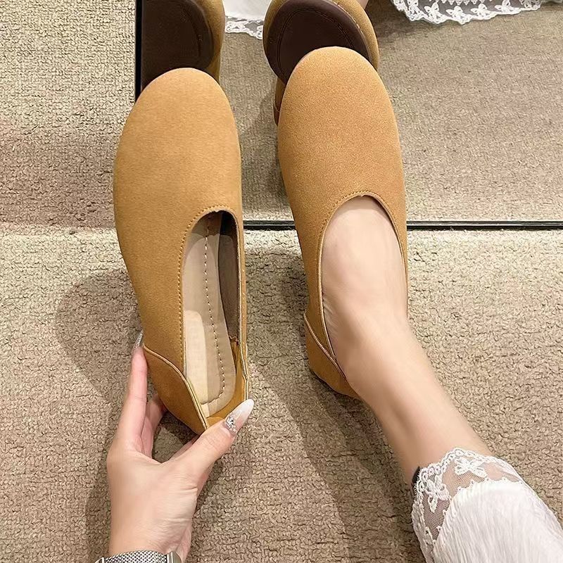 Damen flache Ballerinas aus hochwertigem Veloursleder R&B