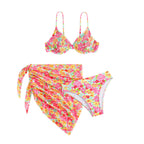Damen Push-Up Bikini-Set mit floralem Wickelrock R&B