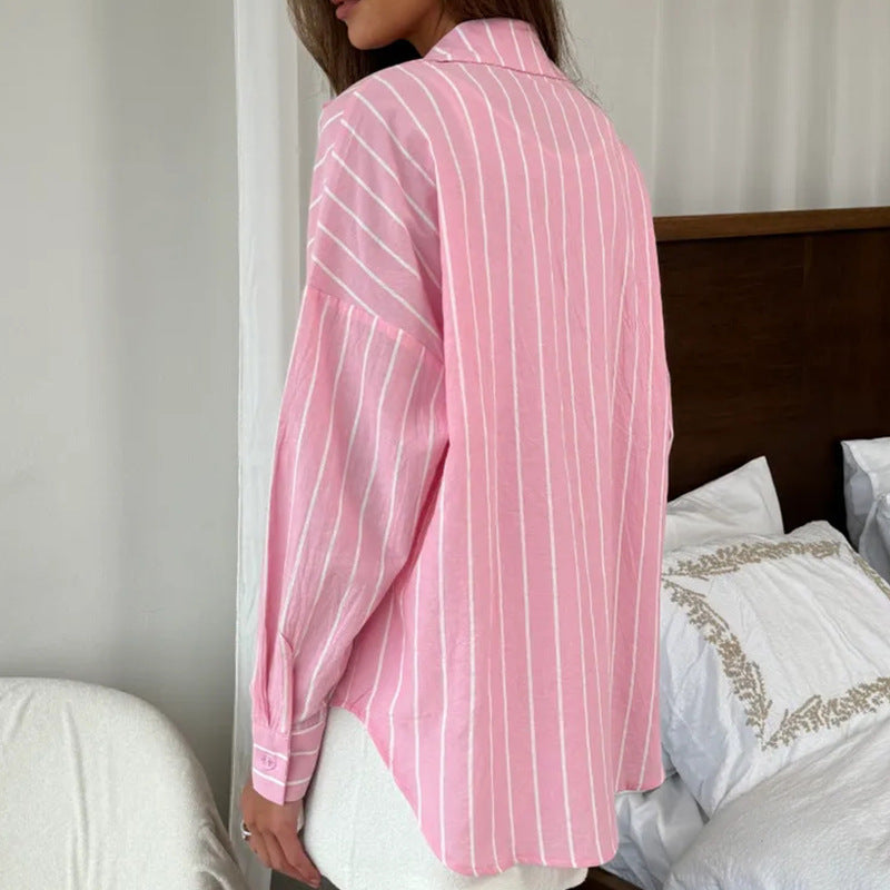 Damen Oversized Hemd mit feinen Streifen R&B