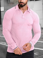Herren Langarm-Polohemd mit modischem Schnitt und kontrastierenden Details