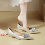 Damen elegante Ballerinas mit funkelnder Schmuckapplikation