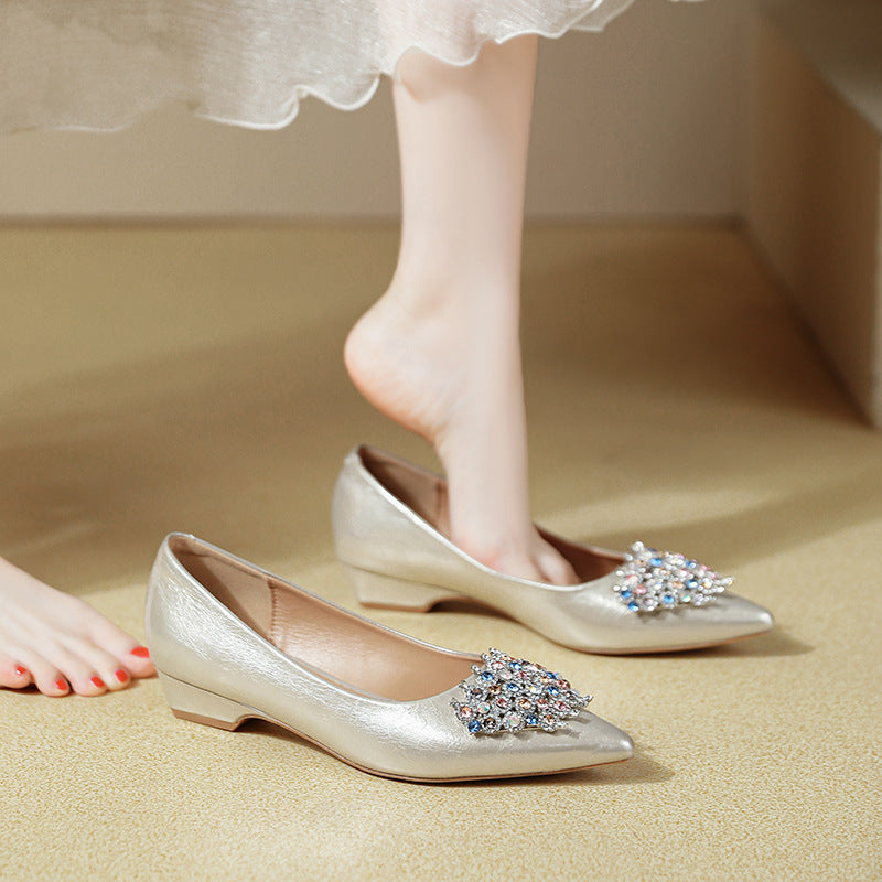 Damen elegante Ballerinas mit funkelnder Schmuckapplikation