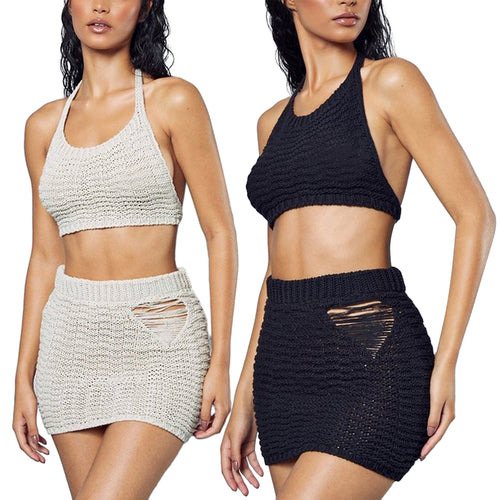 Damen Strick-Bikini-Set mit einzigartigem Cut-out-Design R&B