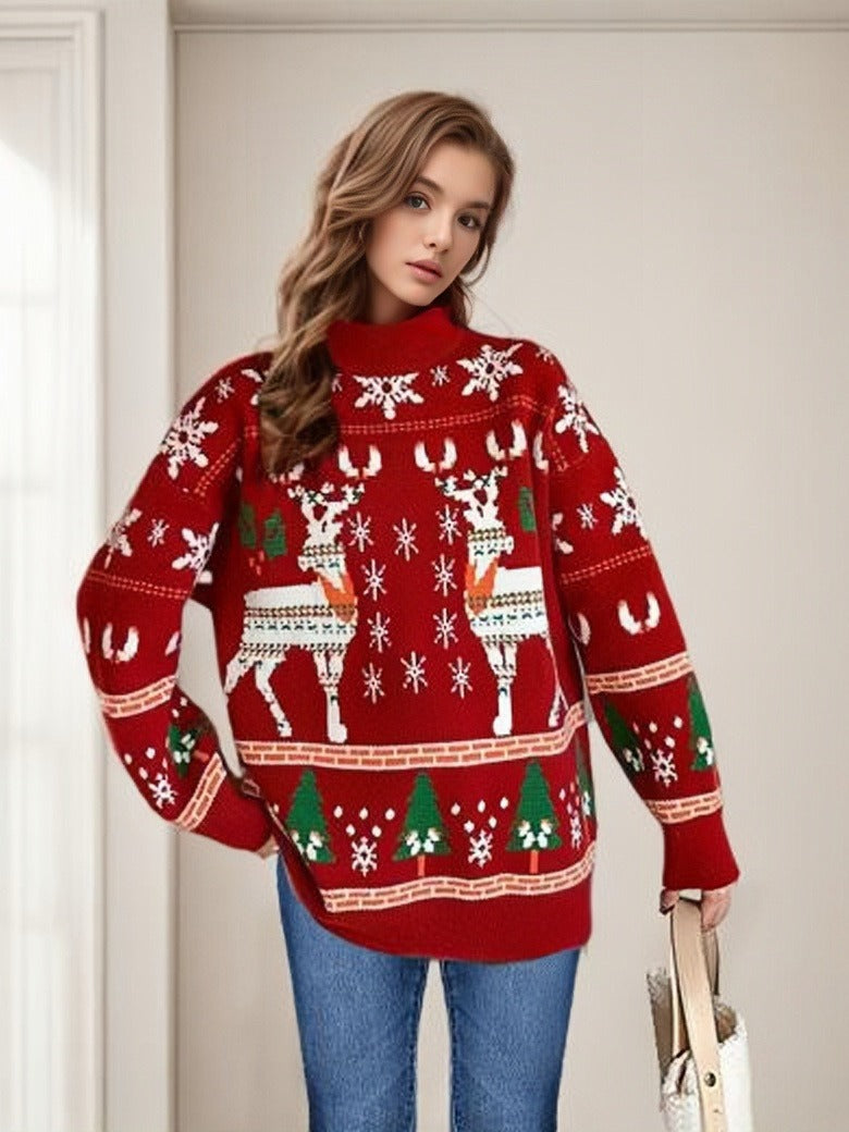 Damen Weihnachtspullover mit festlichem Motiv aus hochwertiger Baumwolle