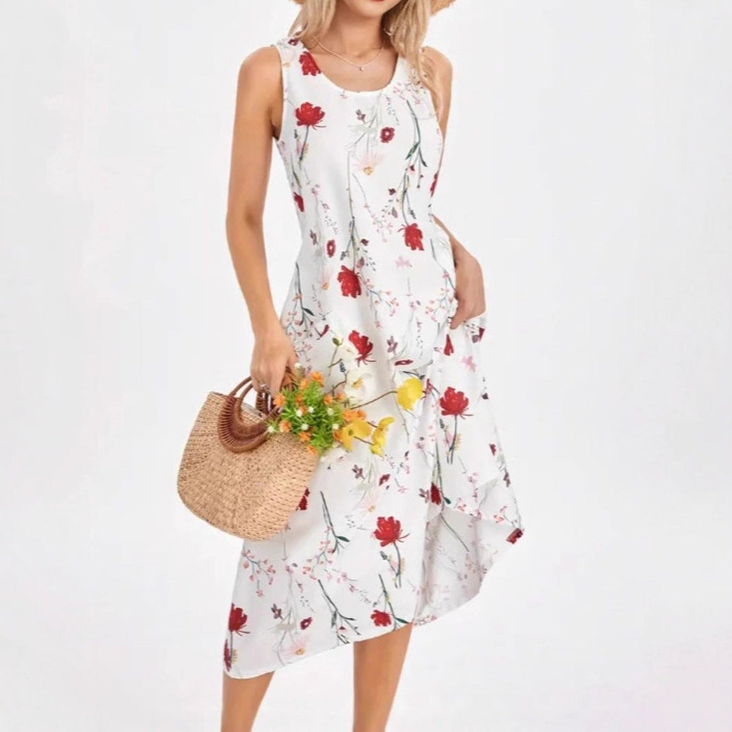 Damen Sommerkleid mit trendigem Leopardenmuster und praktischen Taschen R&B