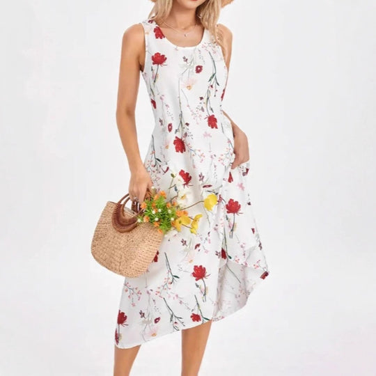 Damen Sommerkleid mit trendigem Leopardenmuster und praktischen Taschen R&B