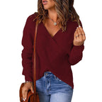 Damen Wickelpullover mit trendy V-Ausschnitt und lässiger Passform R&B