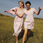 Damen Maxikleid mit Puffärmeln und elastischem Taillenbund R&B