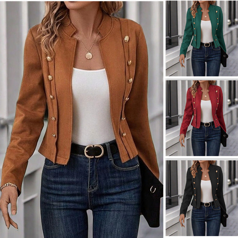 Damen modische Blazerjacke mit eleganten Knopfdetails R&B