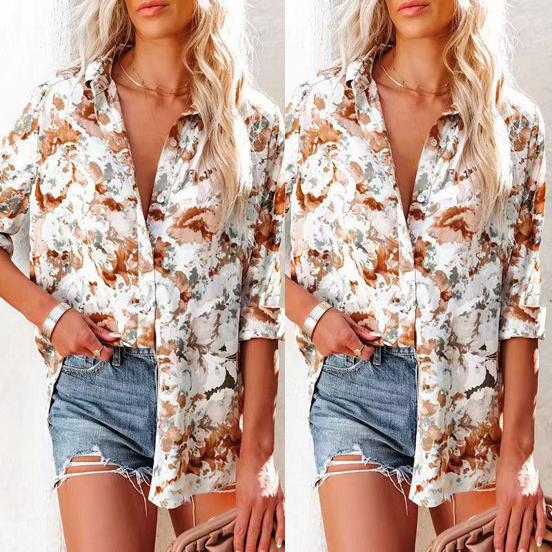 Damen lässige Bluse mit floralem Muster und bequemen Schnitt R&B