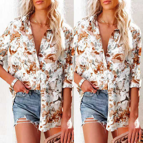Damen lässige Bluse mit floralem Muster und bequemen Schnitt R&B