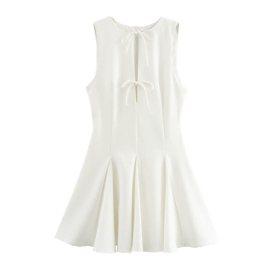 Damen ärmelloses A-Linien Kleid mit elegantem Knoten-Detail R&B