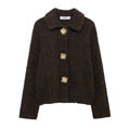 Damen Kuschelige Fluffy-Jacke mit dekorativen Knöpfen R&B